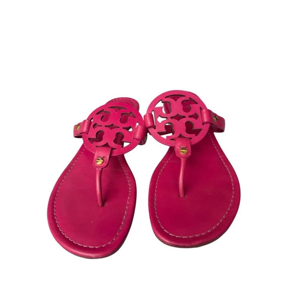 Tory Burch Miller Logo Slide Sandal Pink Leather Women size 10 - Picture 3 of 6